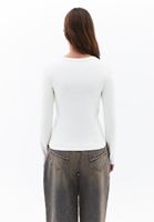 Women Cream Button Detail T-Shirt