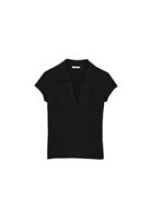 Women Black Polo Neck T-Shirt