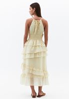 Bayan Sarı Keten Karışımlı Elbise ( TENCEL™ )