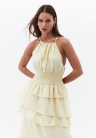 Bayan Sarı Keten Karışımlı Elbise ( TENCEL™ )