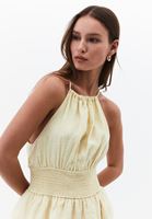 Bayan Sarı Keten Karışımlı Elbise ( TENCEL™ )