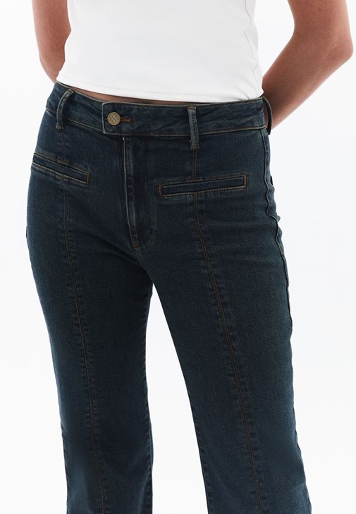 Flare Denim Pantolon	ve Bluz Kombini