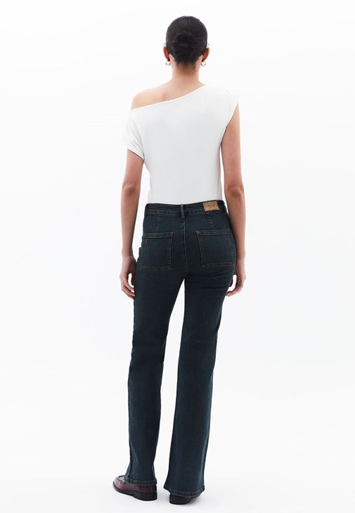 Flare Denim Pantolon	ve Bluz Kombini