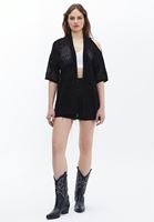 Women Black Cut Out Detailed Knitted Cardigan