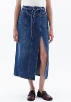 Women Blue High Rise Denim Skirt with Slit Detail