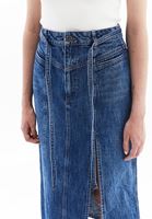 Women Blue High Rise Denim Skirt with Slit Detail