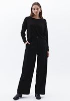 Women Black Boat Neck Knitwear Sweater