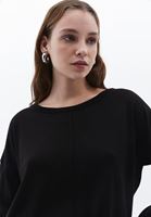 Women Black Boat Neck Knitwear Sweater