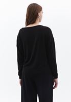 Women Black Boat Neck Knitwear Sweater