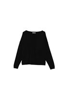 Women Black Boat Neck Knitwear Sweater