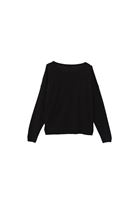 Women Black Boat Neck Knitwear Sweater