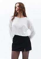 Women Cream Boat Neck Knitwear Sweater