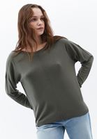 Women Green Boat Neck Knitwear Sweater