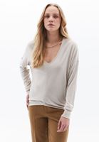 Women Beige V-neck Sweater