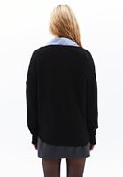 Women Black V-neck Sweater