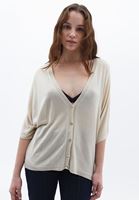 Women Beige Knitwear Cardigan with Buttons