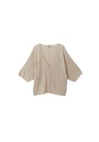 Women Beige Knitwear Cardigan with Buttons