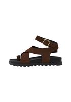 Women Brown Buckle Detail Sandals