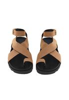 Women Beige Buckle Detail Sandals