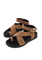 Women Beige Buckle Detail Sandals