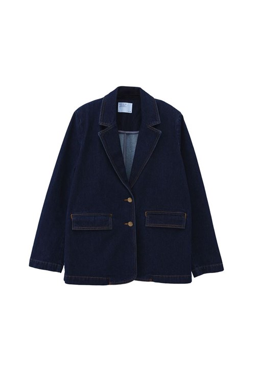 Blue Oversize Denim Blazer Online Shopping | OXXOSHOP