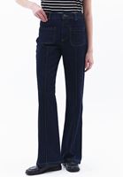 Women Blue Ultra High Rise Flared Denim Pants