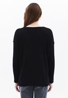 Women Black V-Neck Knitwear Sweater