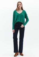 Women Green V-Neck Knitwear Sweater