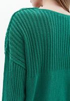 Women Green V-Neck Knitwear Sweater