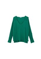 Women Green V-Neck Knitwear Sweater