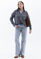 Women Grey Mid Rise Straight Fit Pants