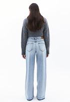 Women Blue Mid Rise Straight Fit Pants