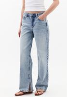 Bayan Mavi Orta Bel Straight-Fit Pantolon