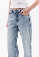 Bayan Mavi Orta Bel Straight-Fit Pantolon