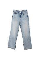 Bayan Mavi Orta Bel Straight-Fit Pantolon