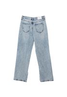 Bayan Mavi Orta Bel Straight-Fit Pantolon