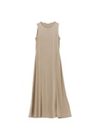 Women Beige Crew Neck Midi Dress (MODAL)