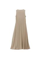 Women Beige Crew Neck Midi Dress (MODAL)