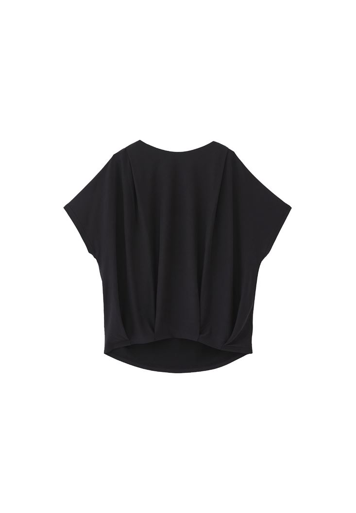 Women Black Oversize Boot Neck T-Shirt (MODAL)
