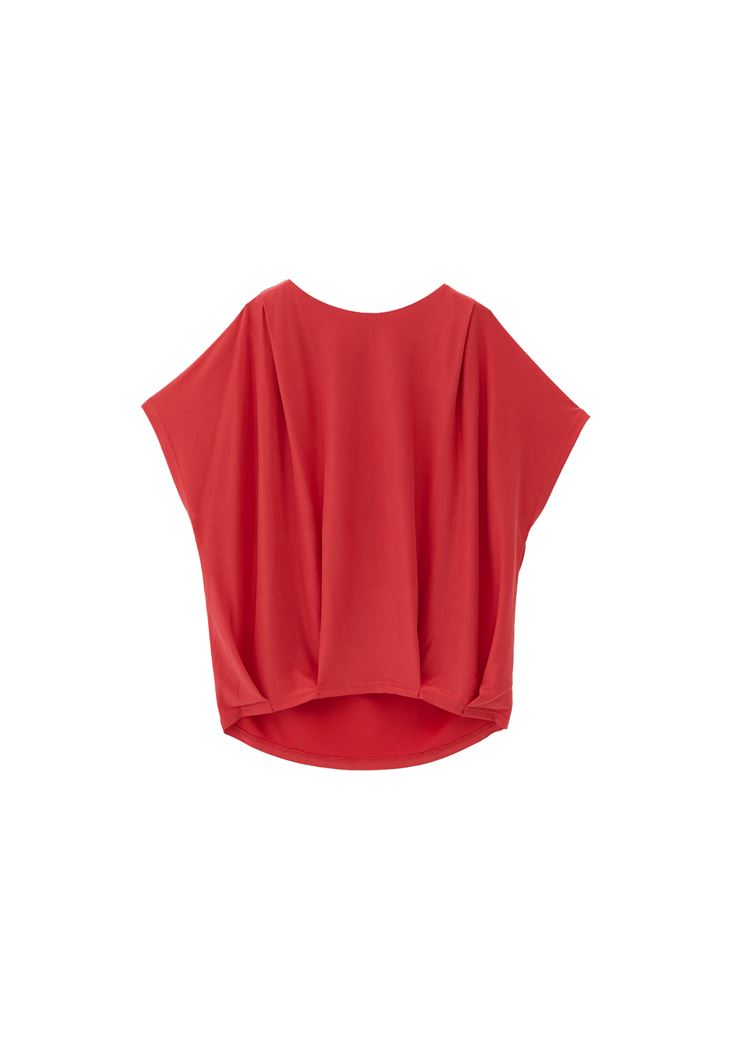 Women Red Oversize Boot Neck T-Shirt (MODAL)