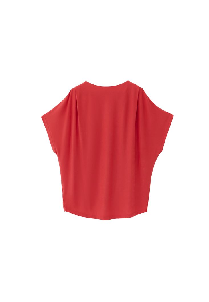 Women Red Oversize Boot Neck T-Shirt (MODAL)