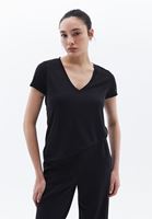 Women Black V Neck T-Shirt (MODAL)