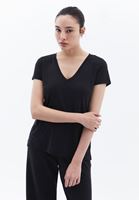 Women Black V Neck T-Shirt (MODAL)