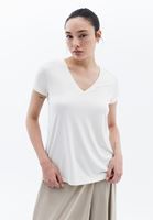 Women Cream V Neck T-Shirt (MODAL)