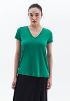 Women Green V Neck T-Shirt (MODAL)