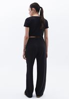 Women Black High Rise Straight Fit Pants