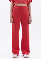 Women Red High Rise Straight Fit Pants