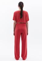 Women Red High Rise Straight Fit Pants