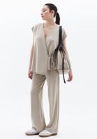 Women Beige High Rise Straight Fit Pants