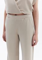 Women Beige High Rise Straight Fit Pants